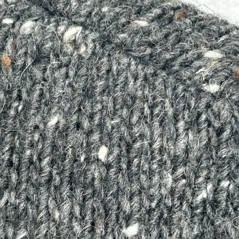 ARAN Sweater Mens S Irish Speckled 100% Merino Wool 1/4 Zip Pullover Jumper Gray